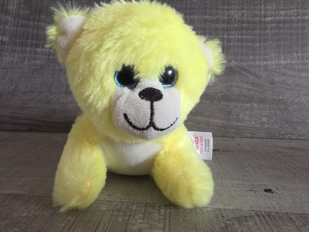 Fiesta Little Bear Plush Stuffed Animal Neon Fluoresent Yellow 7” Small b252